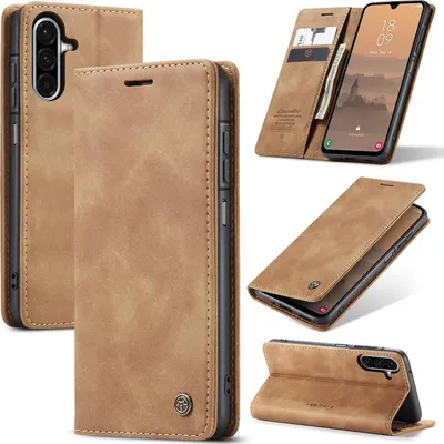 Produktbild von Hülle für Samsung Galaxy A17 5G/4G Retro Kunstledertasche mit Standfunktion Schutzhülle Braun