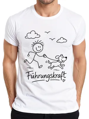 Produktbild von Führungskraft Hundeliebhaber Gassigeher Strichmännchen lustig Herren T-Shirt Hundeliebhaber, Weiß, L