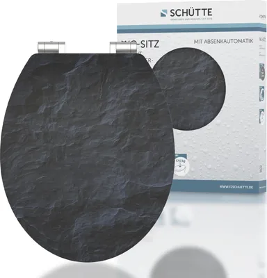 Obrázek produktu pro SCHÜTTE WC sedátko BLACK STONE High Gloss s dřevěným jádrem z MDF, lesklé WC sedátko s mechanismem měkkého zavírání, WC sedátko