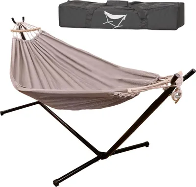Obrázek produktu pro Creative Corner Zahradní houpací síť s rámem pro dvě osoby houpací stojan houpací sítě velký silný + kryt 200 cm 100 kg