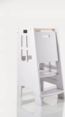 Produktbild von EXTRA SAFE - Montessori Lernturm Kitchen Helper Kinderplattform Küchenturm – hellgrau