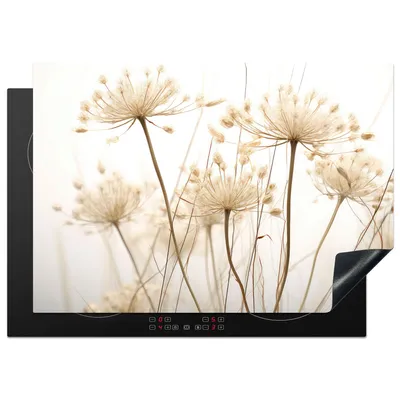 Produktbild von KitchenYeah© Herdabdeckplatte Blumen - Weiß - Sonnenlicht , 75x52cm, Küche Deko, Glaskeramikkochfeld Herdabdeckung, Abdeckplatte fùr Kochfeld
