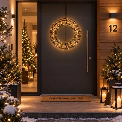 Türkranz 2400 warmweiße LED Weihnachtskranz Ø58cm IP44 Fernbedienung