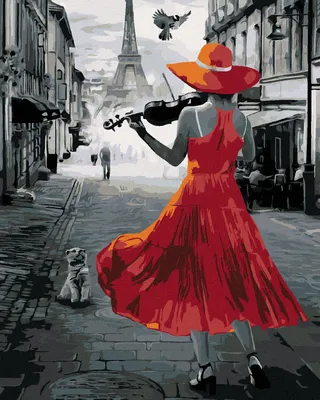 Produktbild von Diamondi - Diamond painting - EINE GEIGENSPIELENDE FRAU IN PARIS, 40X50 cm, mit Keilrahmen (bereits gespannt)