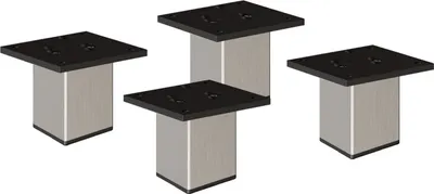 Produktbild von 4er Set sossai Aluminium Möbelfüße 80mm in Edelstahl Optik Schrankfüße Sockelfüße