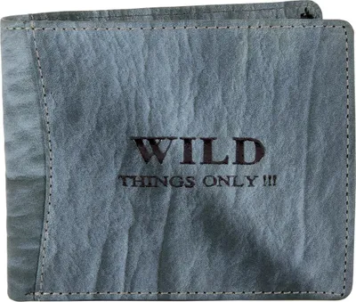 Produktbild von Wild Things Only !!! echt Leder Portemonnaie Geldbörse Herren Querformat Grau-Blau (5453)