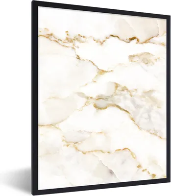 Produktbild von MuchoWow® Gerahmtes Poster Marmor - Limette - Gold - Luxus - Marmoroptik - Weiß 30x40 cm - Poster mit Schwarzem Bilderrahmen Wandposter Rahmen Foto Bilder - Wanddeko - Kunstdrucke