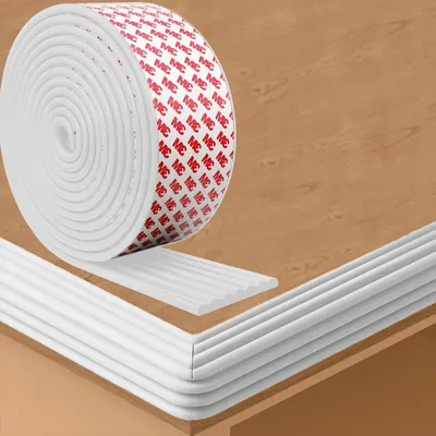 Selbstklebender Eckschutz für Tischkanten - 5 Meter, 8 cm breit, 0,8 cm dick, ideal für Glastische und Schubladen (Schwarz)
