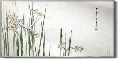 Produktbild von Dekor Leinwand Uhr Wandbilder Geräuschlos 60x30 Malerei Asiatische Blumen - weiße Hände