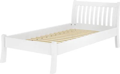 Produktbild von Gästebett Einzelbett Echtholzbett 100x200 hohe Sitzkante Kiefer weiß V-60.61W-10Federleisten