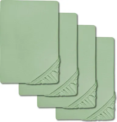 Obrázek produktu pro Sada 4 napínacích prostěradel, zelená, 180 x 190 – 200 x 200 cm