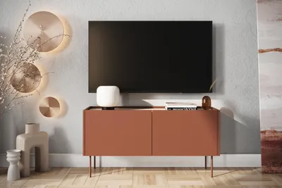 Zdjęcie produktu dla STOLIK POD TELEWIZOR 120 CM SZAFKA KOMODA RTV 2 drzwi półki wysokie nóżki