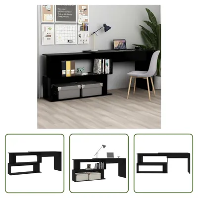 Produktbild von The Living Store Eckschreibtisch Schwarz 200x50x76 cm Holzwerkstoff
