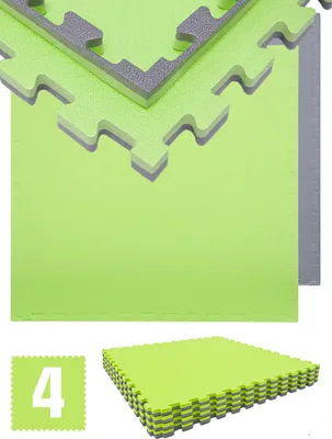Image de 4 x 20mm Tapis de sol 90x90cm Gris Vert