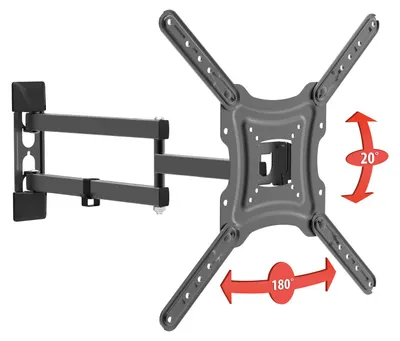 Obrázek produktu pro Otočný držák na TV s ramenem – vhodný pro obrazovky od 32" do 55" – VESA 75x75 až 400x400 mm – max. 30 kg – černý [39685]