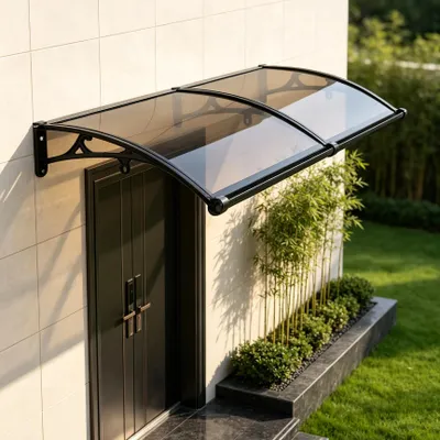 Produktbild von Aluminium-Sonnenschutz - Strandmarkise - 200 × 60 cm - 200 kg Tragkraft - Regen- und UV-Schutz - Temperaturbeständig von -35 bis 120 °C - Montage erforderlich - Braun, Schwarz
