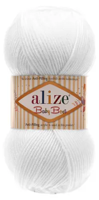 100g Strickgarn ALIZE Baby Best 55 weiß Babywolle