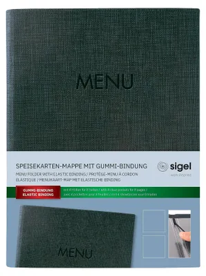 Menümappe A5, anthrazit, Leinenstruktur, Gummibindung