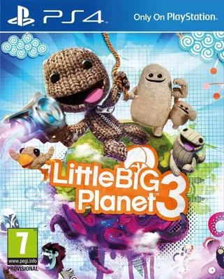 The image is a video game cover for LittleBigPlanet 3 on PS4, featuring characters from the game.
