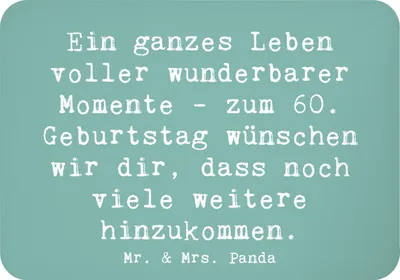 Produktbild von Mr. & Mrs. Panda magnet Spruch 60. Geburtstag Momente - Meeresbrise - Geschenk, Happy Birthday, haftmagnet, zettelhalter, Jubiläum, Familie, whiteboardmagnet, Glückwunsch