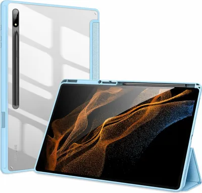 Produktbild von Dux Ducis Toby Eco-Leather Tablet-Ledertasche Schale Cover für Samsung Galaxy Tab S8 Ultra mit Smart-Sleep Funktion Wake-Up Stifthalter Schutzhülle Blau