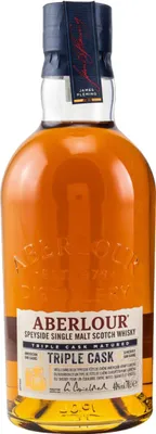 A bottle of Aberlour Triple Cask Scotch Whisky against a white background.