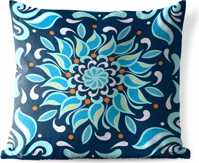 Produktbild von MuchoWow® Outdoor Kissen - Blume - Blau - Quadratisch - Muster - 45x45 cm - Wetterfest - Lounge Kissen - Fotokissen - Dekoratives Kissen