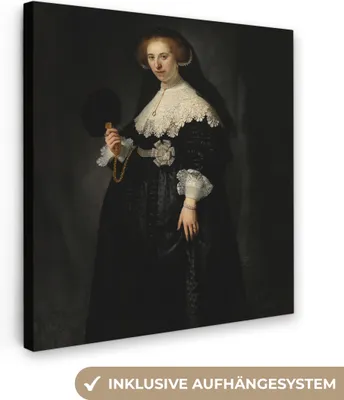 Produktbild von MuchoWow® - Leinwandbilder - Das Eheporträt von Oopjen Coppit - Rembrandt van Rijn, Wandbild, Wanddeko Bilder Wohnzimmer, 90x90cm