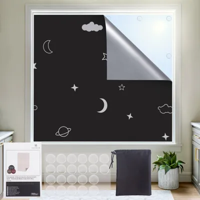 Produktbild von Verdunkelungsstoff Fenster ohne Bohren Thermobeschichtung 130x300cm Sterne VICTORIA M