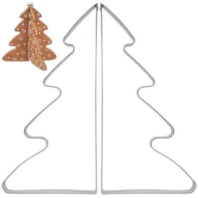 Image de Emporte-pièces pour biscuits en forme de sapin de Noël, en acier inoxydable, lot de 2, 15,5 cm,  LFGB, couleur argent