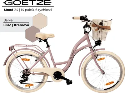 Obrázok produktu pre Dámsky mestský bicykel Goetze Mood 24" – 6 rýchlostí, oceľový rám 14", košík