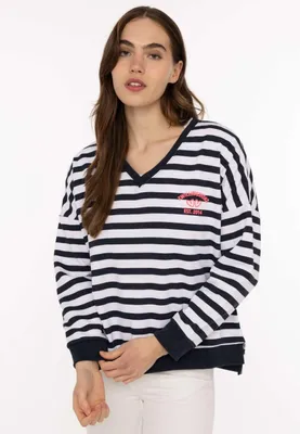 Produktbild von Zwillingsherz Sweatshirtpullover V-Neck Streifen ZH