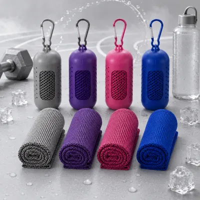 Produktbild von 4 Stück Sporthandtuch Cooling Towel, 100 × 30 cm, sofort kühlend & schnelltrocknend, Kühlhandtuch Mikrofaser für Fitness, Laufen, Camping, Outdoor