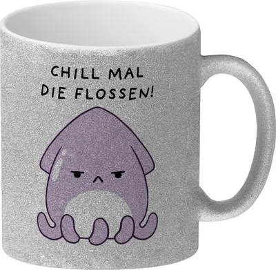 Produktbild von Jelly & Friends Tintenfisch Glitzer-Kaffeebecher mit Spruch Chill mal die