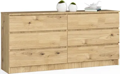 Image de Commode raumhirsch de 160 cm avec 6 tiroirs. Meuble buffet, console ou armoire de 77 cm de hauteur et 40 cm de profondeur