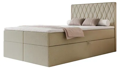 Produktbild von Boxspringbett PONTI 120x200 Rautensteppung Bettkasten Bonellmatratze Beige