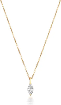Produktbild von Funkelndes Feuer Elegante 18 Karat (750) Gold Damen - Diamant Anhänger mit Kette Marquise-Schliff 0.20 Karat - 46cm; TRS3736718KY