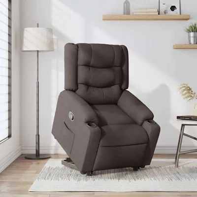 Image de vidaXL Fauteuil relax avec releveur Tissu marron foncé