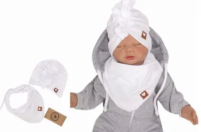 Obrázek produktu pro Z&Z Stylová dětská jarní/podzimní bavlněná čepice, turban s šátkem, bílá