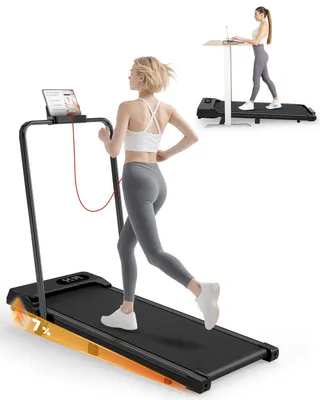 Produktbild von Laufbänder Klappbar - 4 in 1 Walking Pad mit 7% Steigung für Zuhause - 1-8 km/h - 2.5 ps Laufpad Gehband Lauf Laufbänder - Schwarz