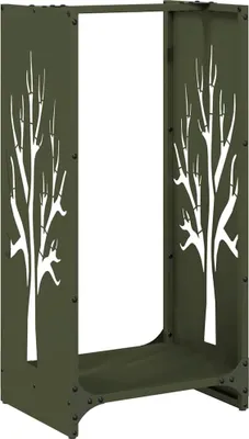 Immagine prodotto di vidaXL Porta legna verde oliva 40x30x80 cm Acciaio laminato a freddo