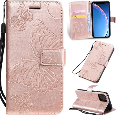 Produktbild von Mobigear Butterfly iPhone 11 Pro Hülle Klapphülle Geldbörse - Roségold
