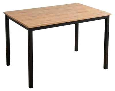 Produktbild von Esszimmertisch Agata | Esstisch 110 x 70 cm | Holz | Farbe: Eiche |Kleiner Küchentisch & Schreibtisch | Tischplatte 15 mm | Esstisch mit schwarzen Tischbeinen | Moderne gerade Kante