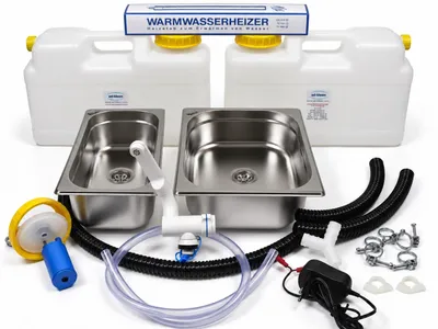 Produktbild von 230V Miniküche Verkaufsstand Bausatz Spüle 325x265x150x 325x176x150 Doppelbecken