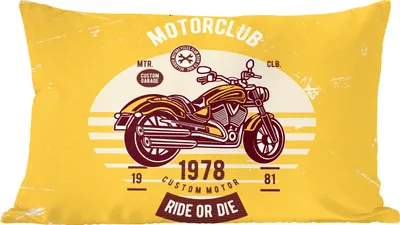Produktbild von MuchoWow® Zierkissen Sofakissen Wohnzimmer Dekokissen 50x30 cm Motorrad - Retro - Briefe - Zitat - Wohnzimmerdekoration - Polster mit Photo
