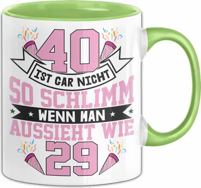 Produktbild von 40. Geburtstag Frauen Geschenkidee Kaffee-Becher Mutter Mama Geschenk Zum 40. (Grün)