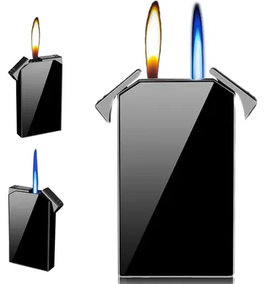 Immagine prodotto di Accendino a vento ricaricabile, fiamma a getto, resistente al vento, con regolazione della fiamma, colore nero