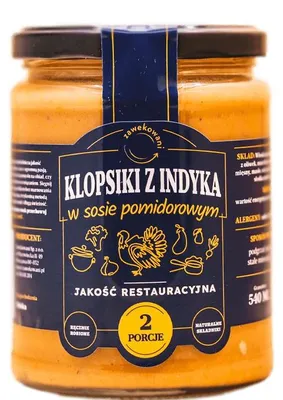 Zdjęcie produktu dla Klopsiki z indyka w sosie pomidorowym 540 ml Zawekowani