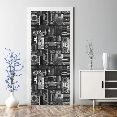 Produktbild von Dekorative Aufkleber Tür Deko selbstklebend Klebefolie Türtato Türposter Kassettenrecorder 77 x 200 cm