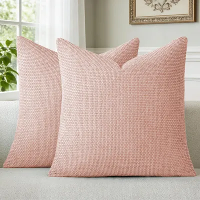 Zdjęcie produktu dla Poszewki na poduszki z weluru, zestaw 2 sztuk, 50 x 50 cm, różowe, do sofy